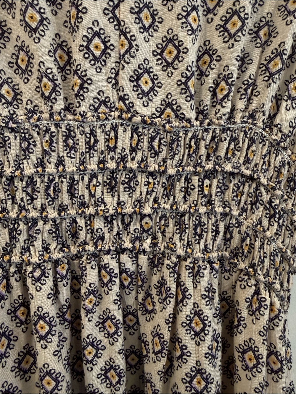 Nostalgia Ivory Maxi Dress with Yellow and Purple Border - Picture 3 of 6